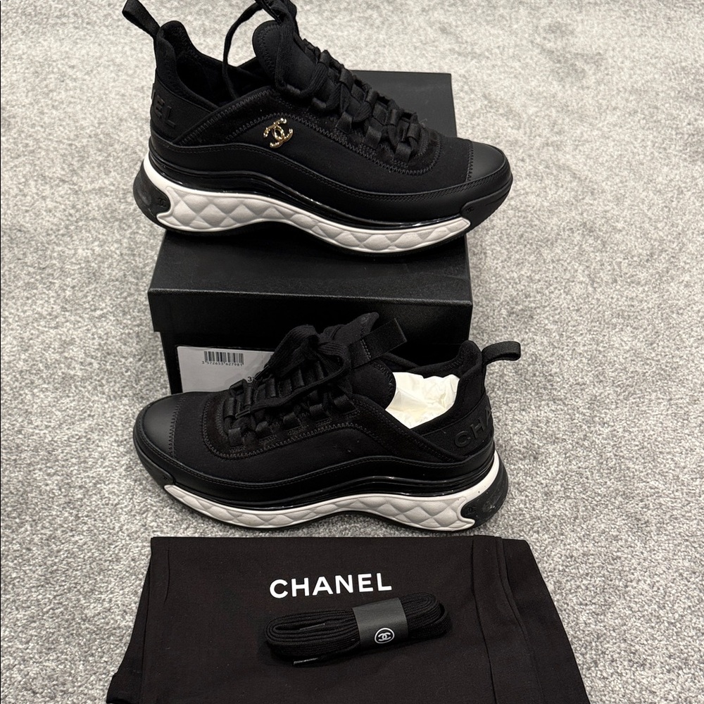 CHANEL Black and White Athletic Sneakers